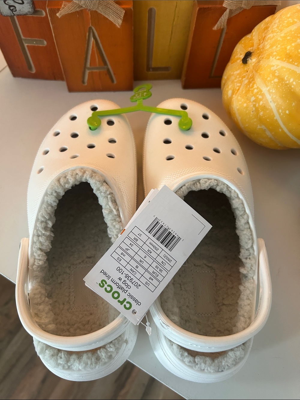 CROCS womens Classic Platform Lined Clogs - White